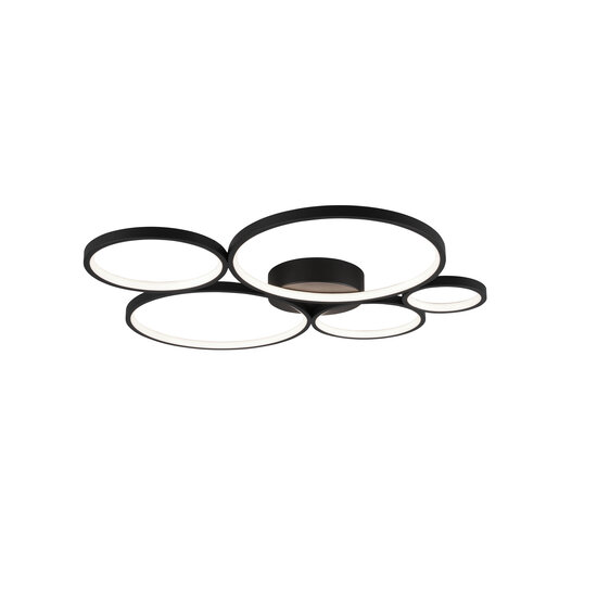 Rondo aplique/plafón LED, redondo, 59 x 53 cm, 49W 3000K 5800 lúmenes, negro mate, IP20, regulable por interruptor