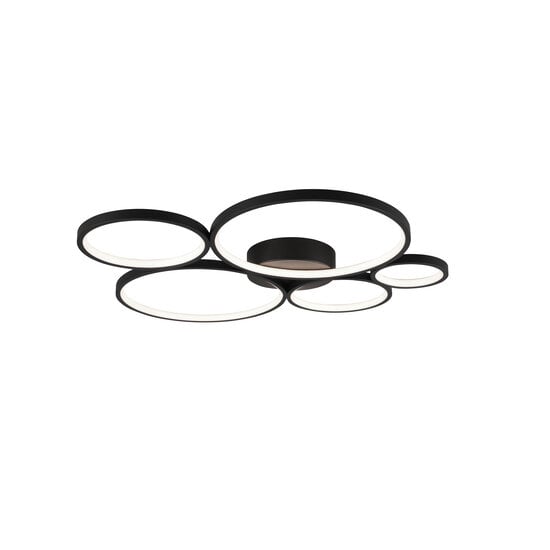 Rondo LED wall/ceiling lamp, round, 59 x 53 cm, 49W 3000K 5800 lumen, matt black, IP20, dimmable via switch
