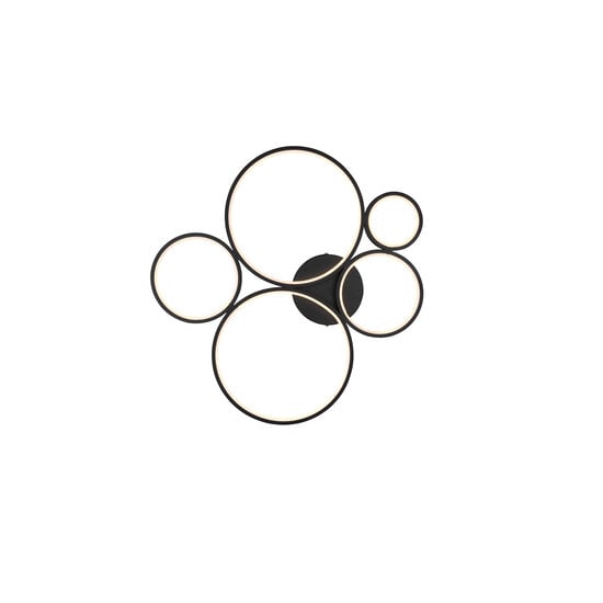 Rondo LED wall/ceiling lamp, round, 59 x 53 cm, 49W 3000K 5800 lumen, matt black, IP20, dimmable via switch