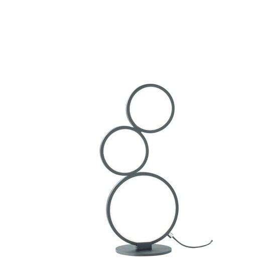 Rondo LED table lamp with rings, 17W SMD LED 1500 lumen, 3000K warm white, matt black, IP20, dimmable via cord dimmer