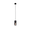Smokey hanglamp met 1xE27 fitting, mat zwart, metalen behuizing, hoogte 150 cm, diameter 10 cm, IP20, lichtbron niet inbegrepen