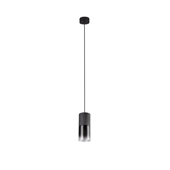 Smokey Hängelampe mit 1xE27-Fassung, mattschwarz, Metallgehäuse, Höhe 150 cm, Durchmesser 10 cm, IP20, Leuchtmittel nicht enthalten