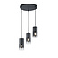 Ronde smokey hanglamp 3xE27 mat zwart