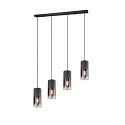 Suspension Robin 4x E27 orientable noir mat verre fumé