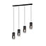 Robin pendant lamp by Trio Lighting, 4x E27 socket, adjustable arms, matt black metal with smoked glass shades, 80.5x150 cm, IP20