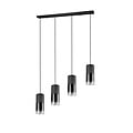 Robin pendant lamp by Trio Lighting, 4x E27 socket, adjustable arms, matt black metal with smoked glass shades, 80.5x150 cm, IP20
