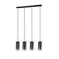 Adjustable smokey hanging lamp 4xE27 matt black