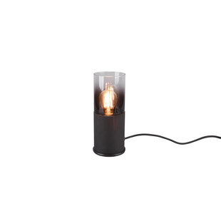 Lámpara de mesa Robin smokey negro mate de metal con casquillo E27