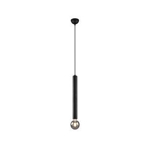 Microfoonvormige single hanglamp 1xE27 mat zwart