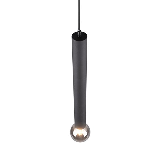Clermont lámpara colgante con forma de micrófono, metal negro mate, 1xE27 máx. 10W 230V, altura 150 cm, diámetro 10 cm, IP20