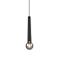 Clermont pendant lamp, microphone-shaped metal shade in matt black, 1xE27 max 10W 230V, height 150 cm, diameter 10 cm, IP20