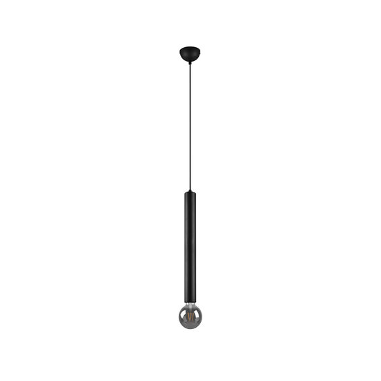 Lámpara colgante individual forma micrófono 1xE27 negro mate