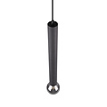 Clermont hanglamp microfoonvorm, metaal mat zwart, 1xE27 max 10W 230V, hoogte 150 cm, diameter 10 cm, IP20