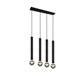 Clermont hanglamp mat zwart metaal, 4x E27 max 10W excl. lichtbron, 70x150x9 cm, IP20