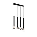 Clermont suspension noir mat en métal, 4x E27 max 10W sans ampoule, 70x150x9 cm, IP20