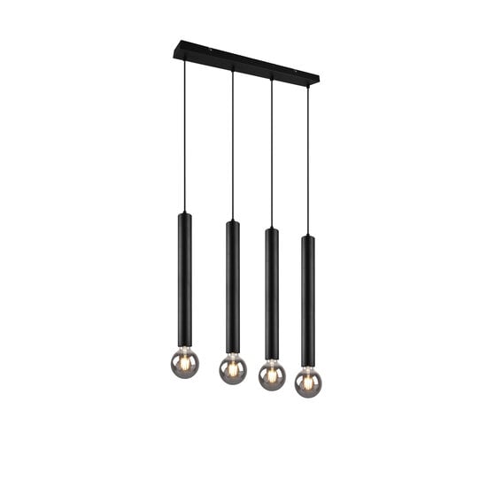 Clermont lámpara colgante negro mate en metal, 4x E27 máx. 10W sin bombilla, 70x150x9 cm, IP20