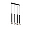 Clermont hanglamp mat zwart metaal, 4x E27 max 10W excl. lichtbron, 70x150x9 cm, IP20
