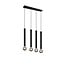 Clermont suspension noir mat en métal, 4x E27 max 10W sans ampoule, 70x150x9 cm, IP20