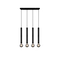 Clermont hanglamp mat zwart metaal, 4x E27 max 10W excl. lichtbron, 70x150x9 cm, IP20