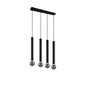 Clermont hanglamp mat zwart metaal, 4x E27 max 10W excl. lichtbron, 70x150x9 cm, IP20