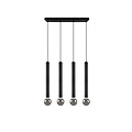 Clermont hanglamp mat zwart metaal, 4x E27 max 10W excl. lichtbron, 70x150x9 cm, IP20