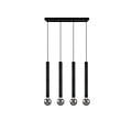Clermont suspension noir mat en métal, 4x E27 max 10W sans ampoule, 70x150x9 cm, IP20