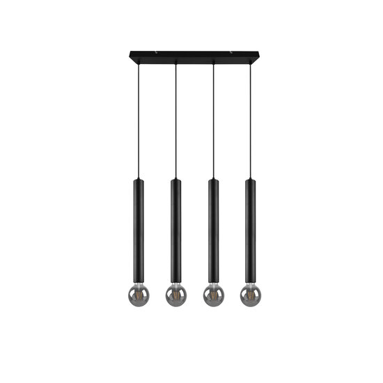 Clermont hanglamp mat zwart metaal, 4x E27 max 10W excl. lichtbron, 70x150x9 cm, IP20