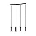 Marley lámpara colgante ajustable con 4x portalámparas GU10, metal negro mate, 75x150 cm, IP20, sin bombilla