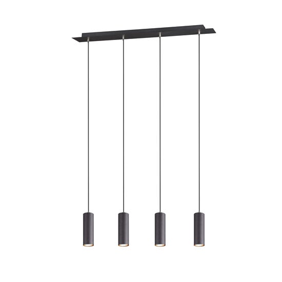 Marley lámpara colgante ajustable con 4x portalámparas GU10, metal negro mate, 75x150 cm, IP20, sin bombilla