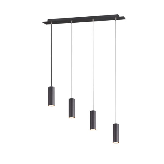 Marley lámpara colgante ajustable con 4x portalámparas GU10, metal negro mate, 75x150 cm, IP20, sin bombilla