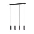 Marley lámpara colgante ajustable con 4x portalámparas GU10, metal negro mate, 75x150 cm, IP20, sin bombilla