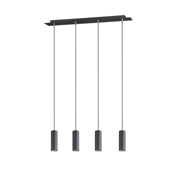 Marley lámpara colgante ajustable con 4x portalámparas GU10, metal negro mate, 75x150 cm, IP20, sin bombilla