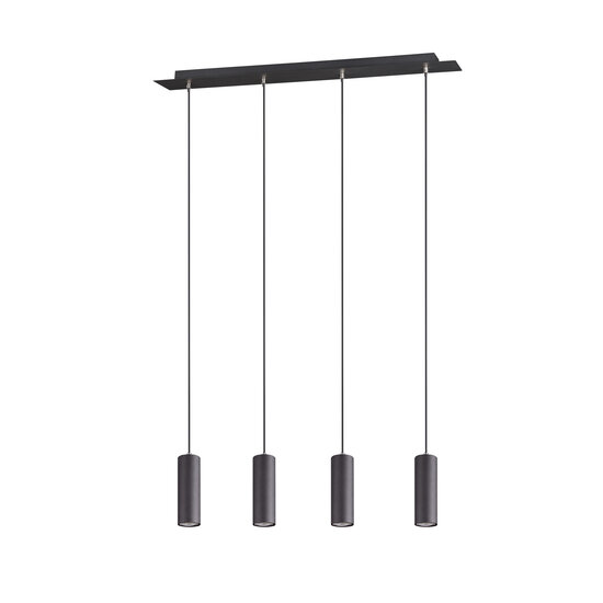 Marley verstellbare Hängelampe mit 4x GU10-Fassung, mattschwarzes Metall, 75x150 cm, IP20, ohne Leuchtmittel