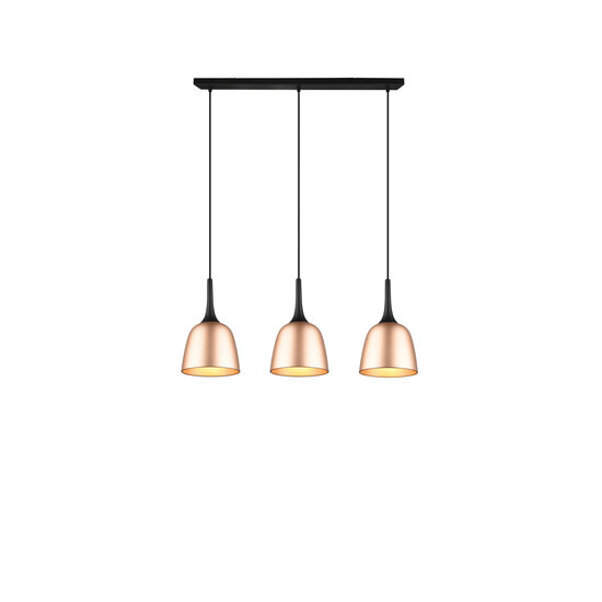 3-part chalice-shaped hanging lamp 3xE27 brass matt