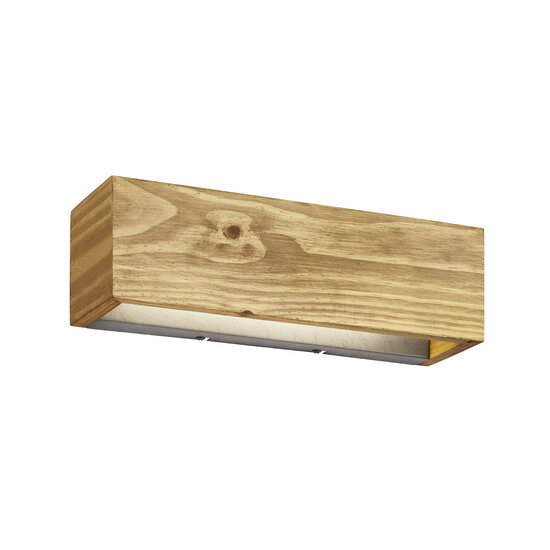Breite holzfarbene Ober-/Unterwandleuchte LED 1x13,5W 3000K