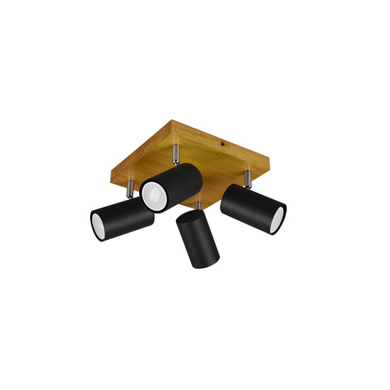 Square matt black 4-ceiling spot 4xGU10