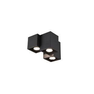 Ongelijke 3-blokken plafondlamp 3xGU10 mat zwart