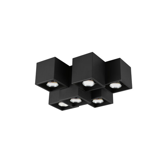 Trio Lighting Lampe de plafond 6 blocs inégaux 6xGU10 noir mat - Éclairage moderne pour tous les espaces