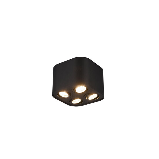 Foco de techo orientable cuarteto redondo negro mate 4xGU10