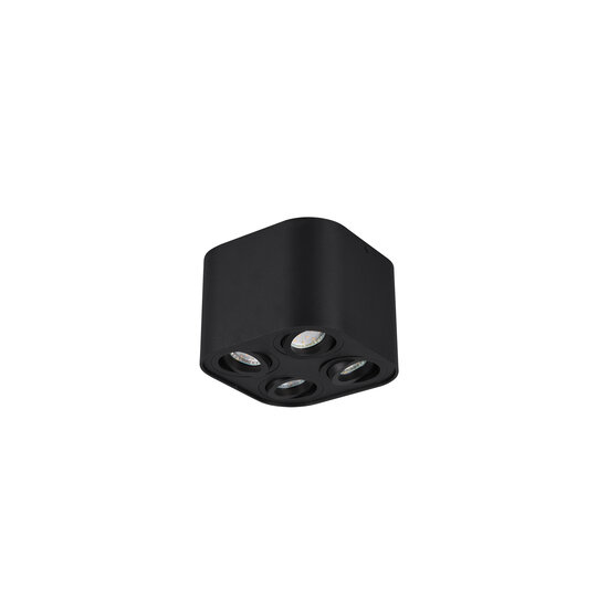 Adjustable round matt black quartet ceiling spot 4xGU10