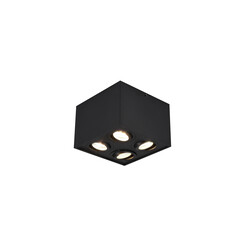 Matt black sleek rotatable 4-spot ceiling lamp 4xGU10