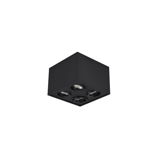 Mat zwart strak draaibare 4-spots plafondlamp 4xGU10