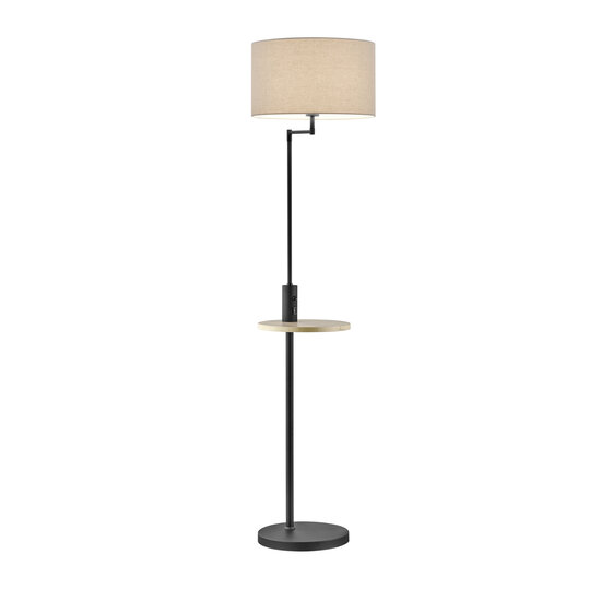 Handige draaibare vloerlamp 1xE27 USB mat zwart