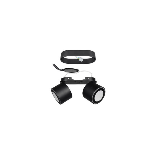 Duo spot encastrable ou en saillie au plafond 2x5W 3000K noir mat