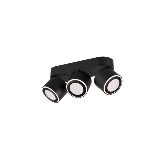 Matt black trio recessed or surface mounted ceiling spot 3x5W 3000K