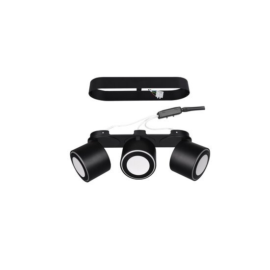 Matt black trio recessed or surface mounted ceiling spot 3x5W 3000K