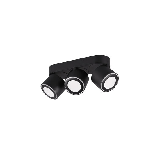 Matt black trio recessed or surface mounted ceiling spot 3x5W 3000K