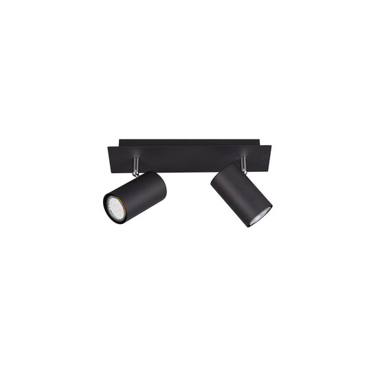 Spot de plafond rotatif noir en deux parties 2xGU10