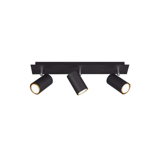 Black three-piece rotatable ceiling spot 3xGU10