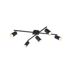 Trio Lighting Lampe de plafond asymétrique noire mate rotative 5xGU10